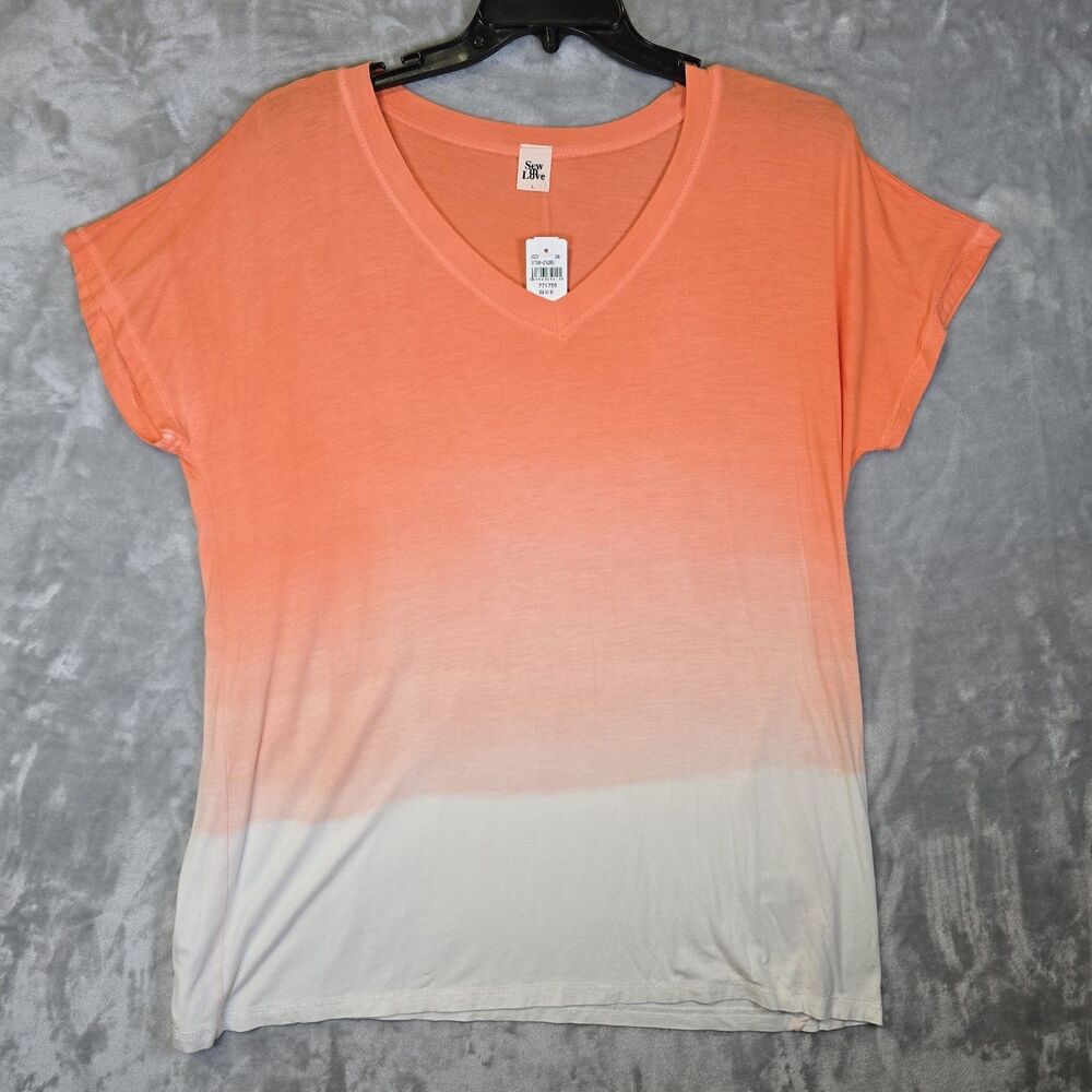 NWT Sew In Love Top T-Shirt Womens Large Peach/Orange Ombre Lightweight Thin